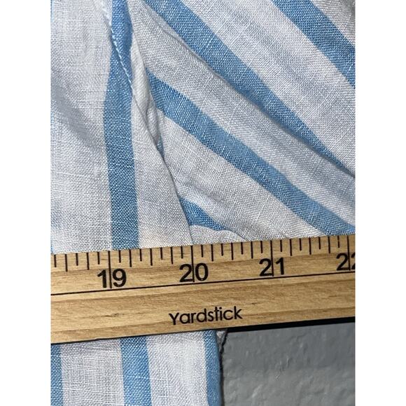 Porter & Ash 100% Linen Shirt Men’s XL Long Sleeve White Blue Coastal Striped - Picture 5 of 7
